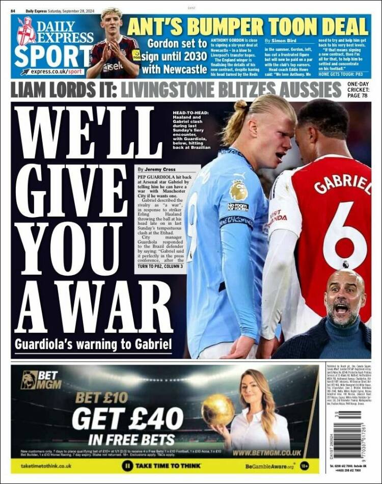 Portada de Express Sport (Reino Unido)