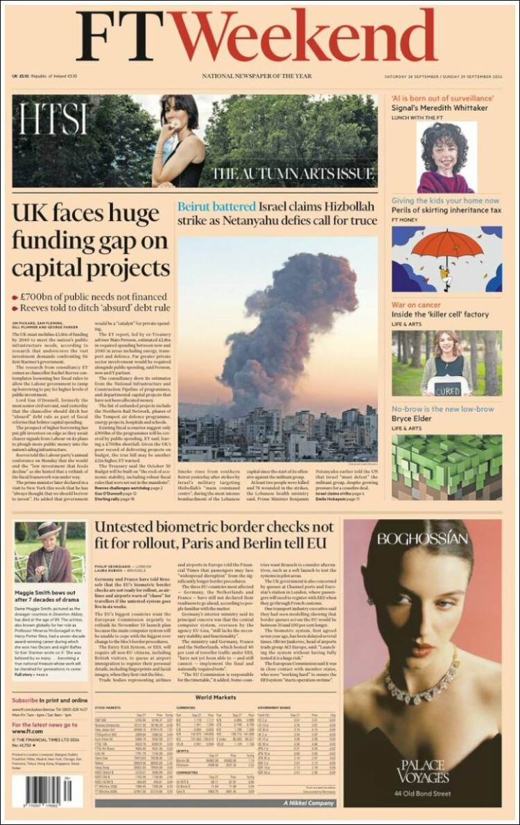 Portada de Financial Times (Reino Unido)