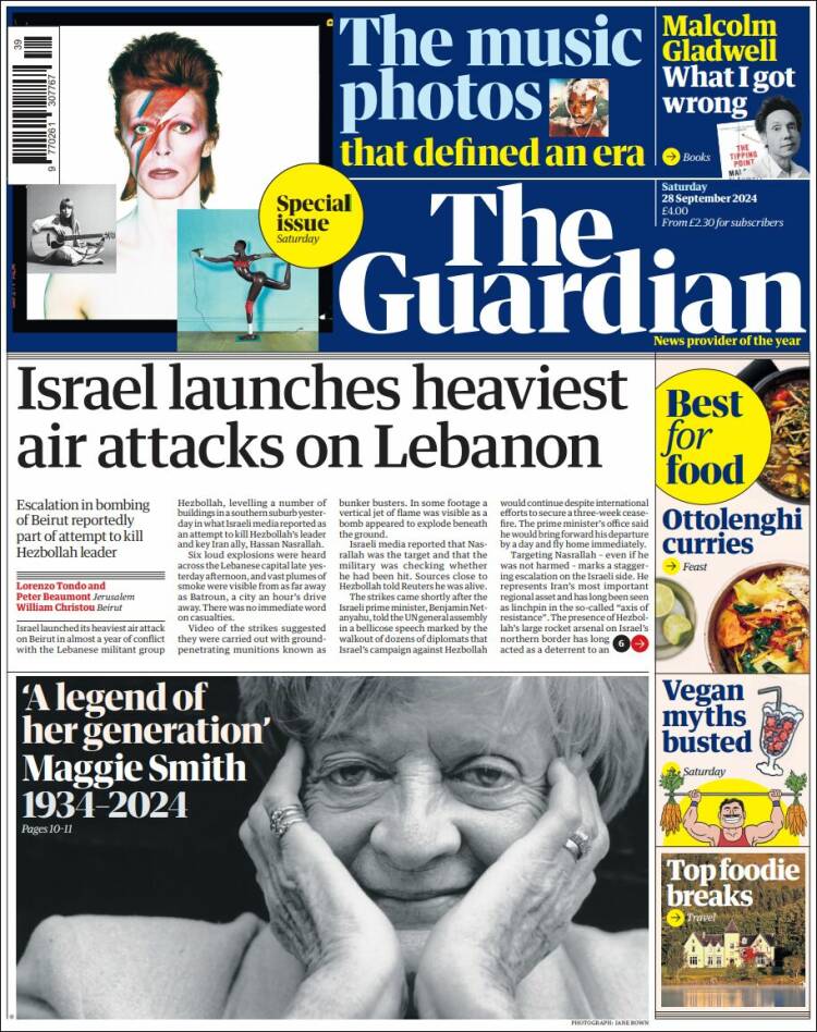 Portada de The Guardian (Reino Unido)
