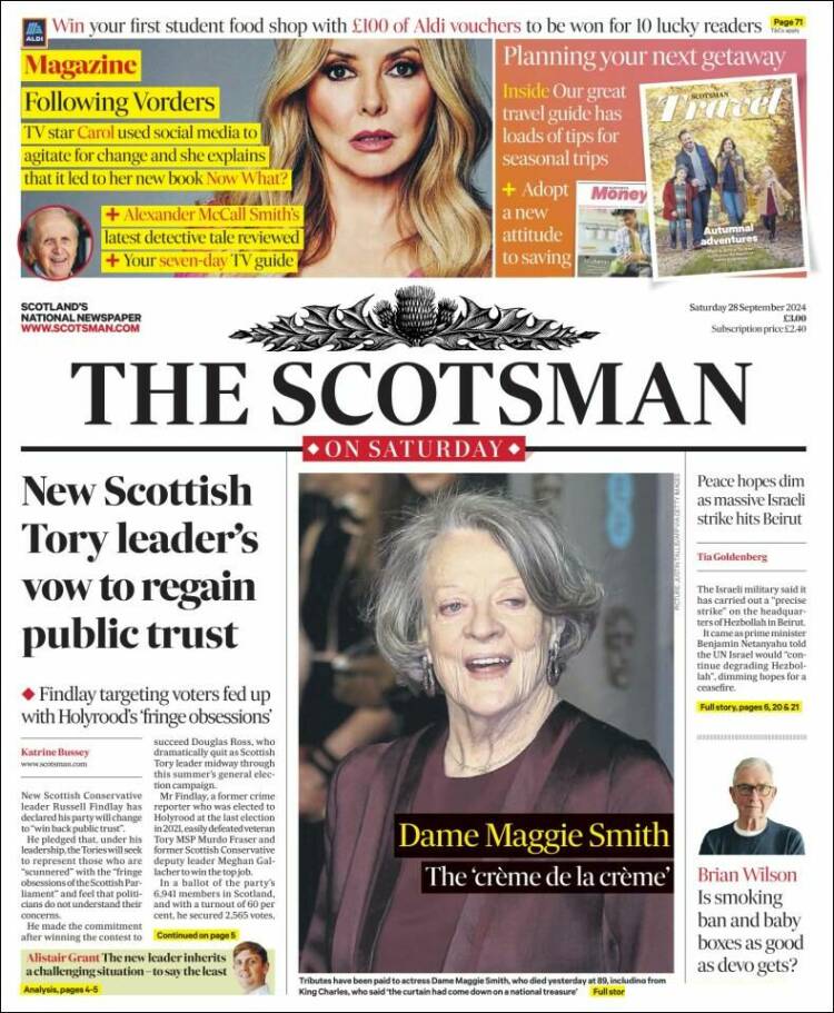 Portada de The Scotsman (Reino Unido)