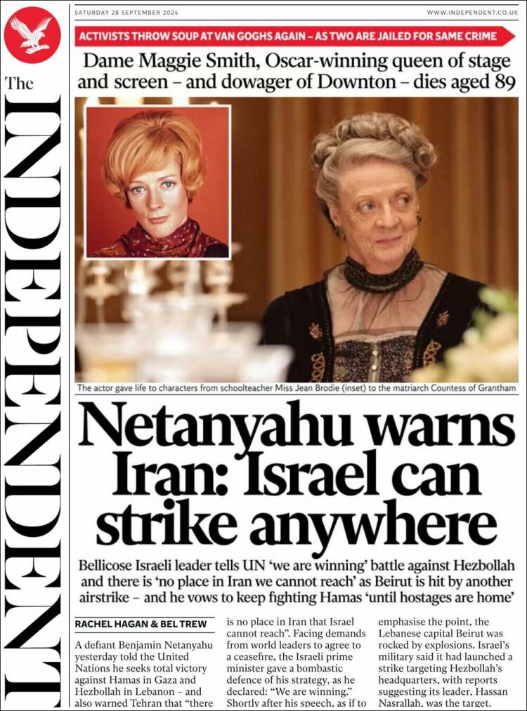 Portada de The Independent (Reino Unido)