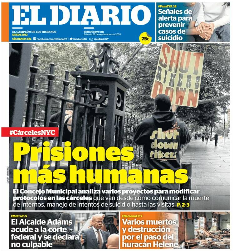 Portada de El Diario NY (USA)