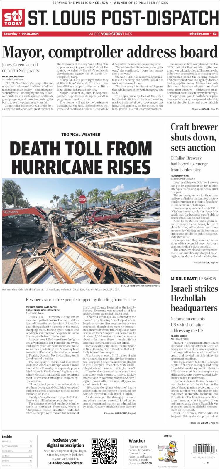 Portada de St. Louis Post-Dispatch (USA)