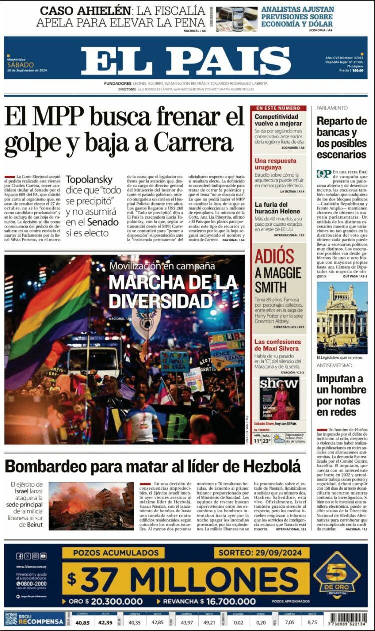Portada de El País (Uruguay)