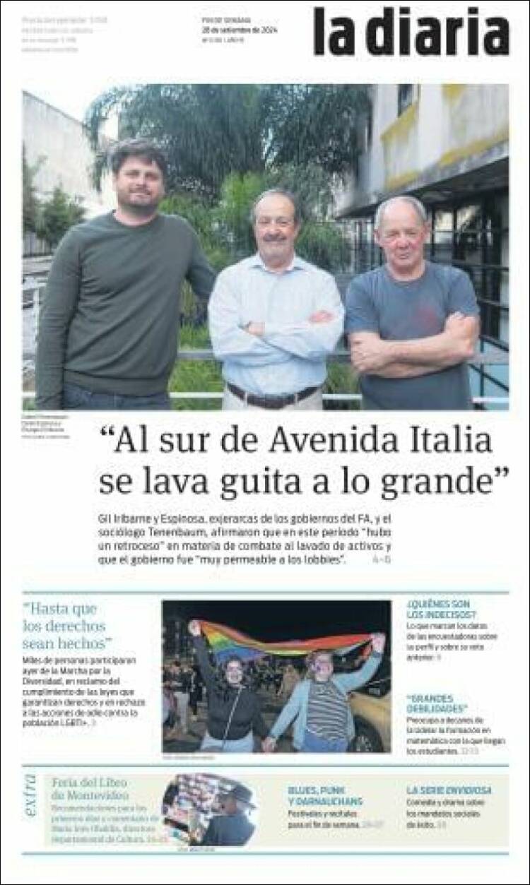 Portada de La Diaria (Uruguay)