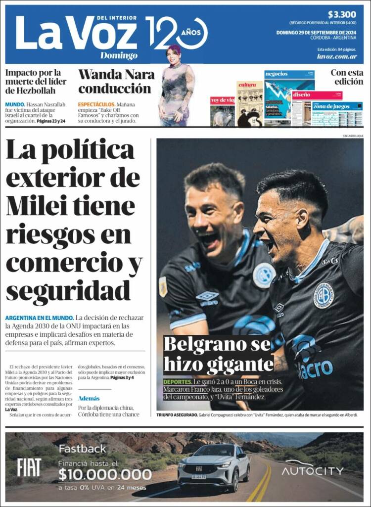 Portada de La Voz del Interior (Argentina)