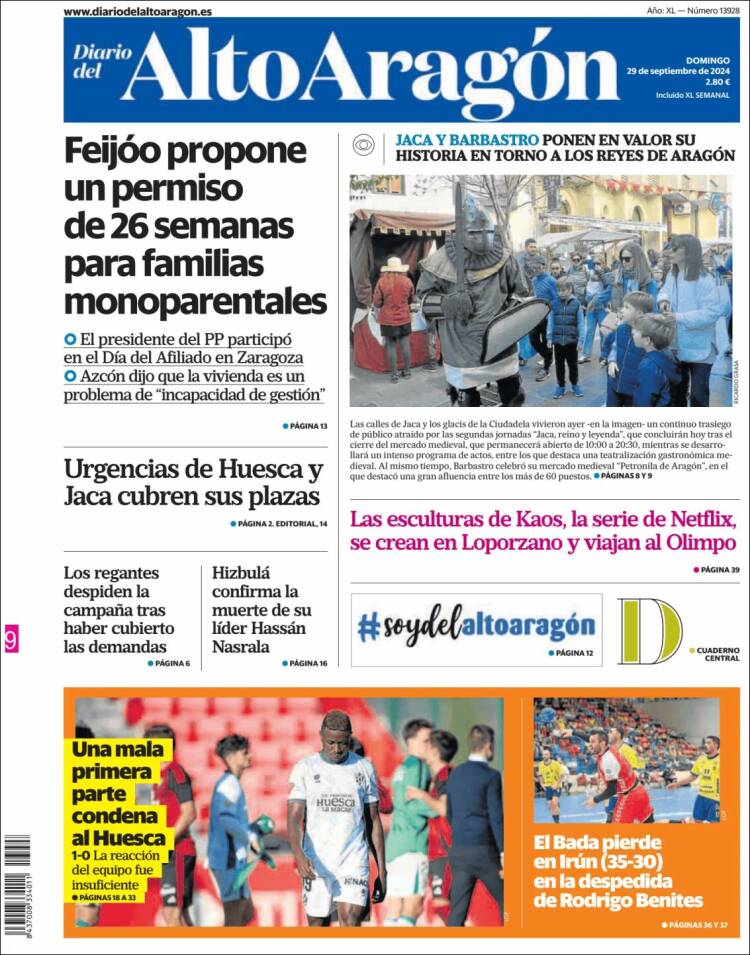 Portada de Diario del AltoAragón (España)
