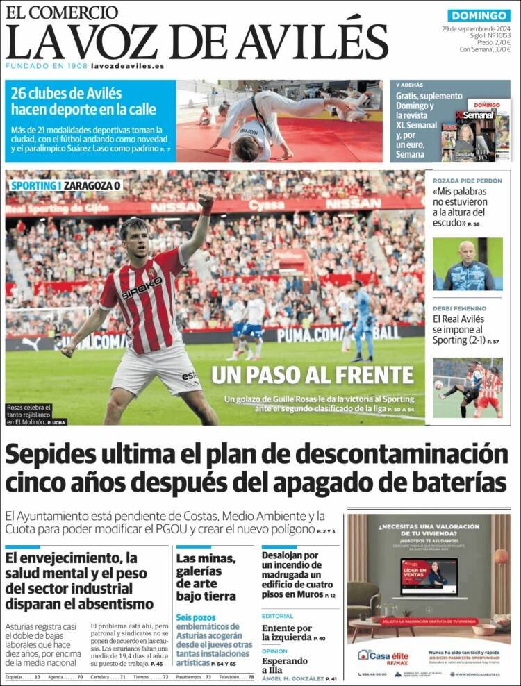 Portada de El Comercio - Avilés (España)