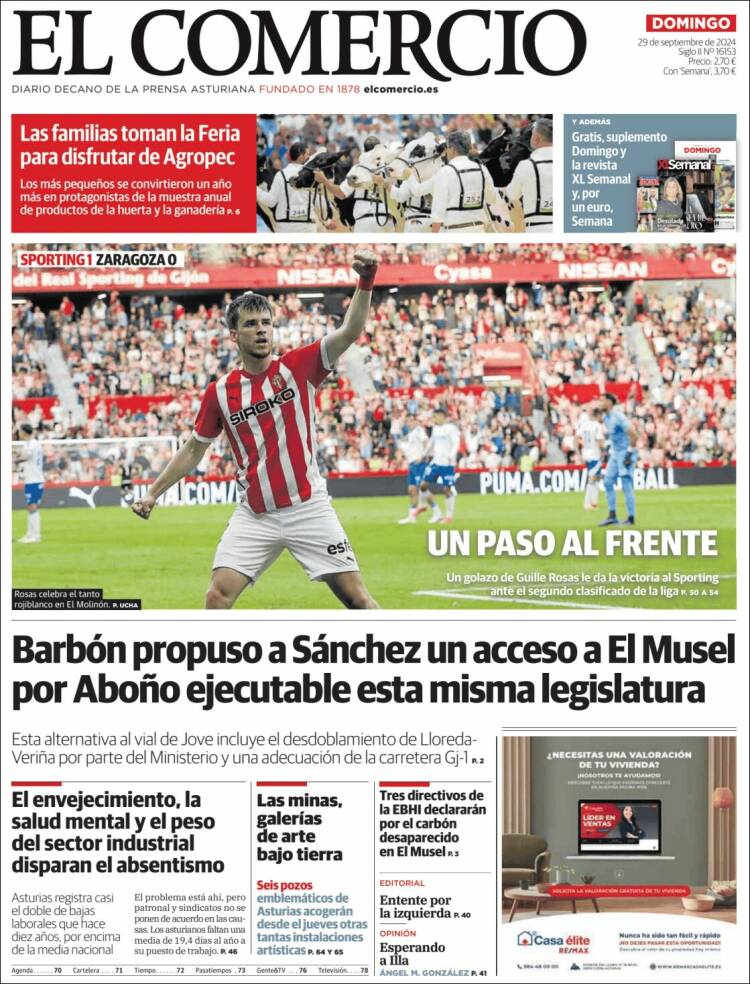 Portada de El Comercio - Gijón (España)