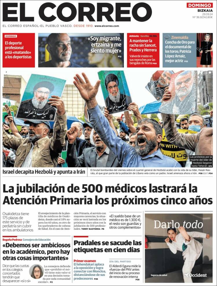 Portada de El Correo (España)
