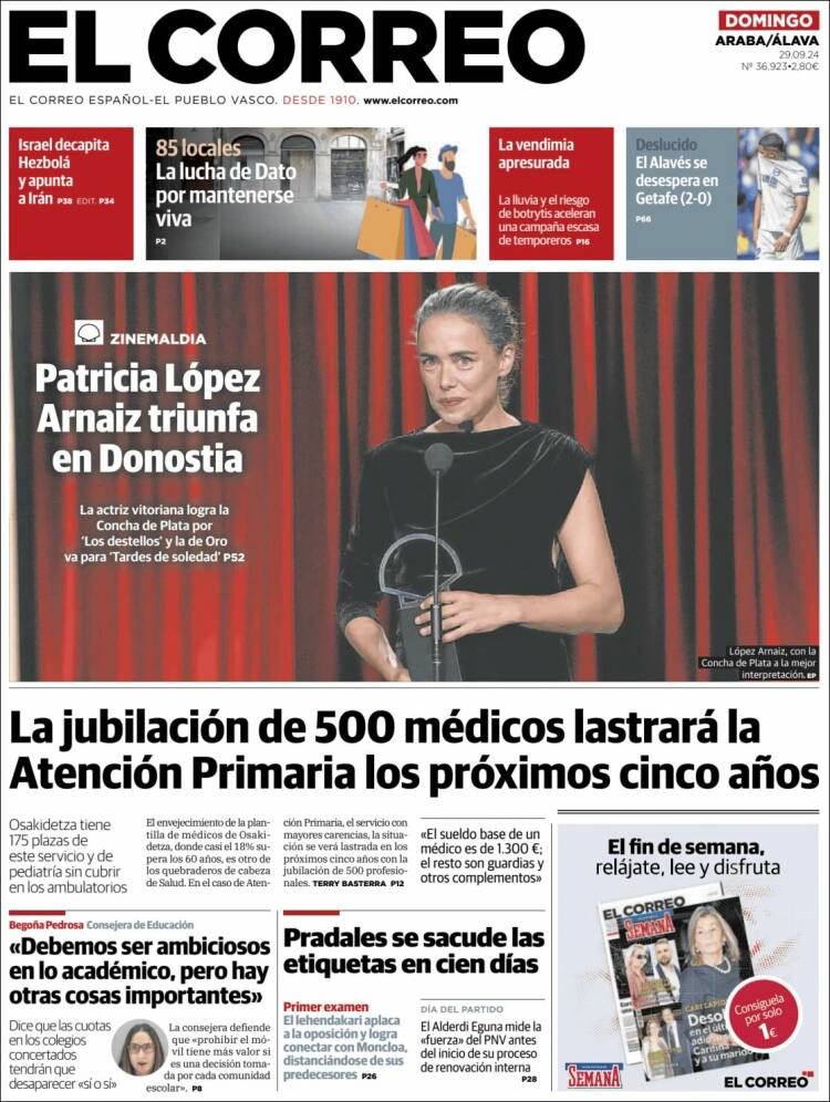 Portada de El Correo - Álava (España)