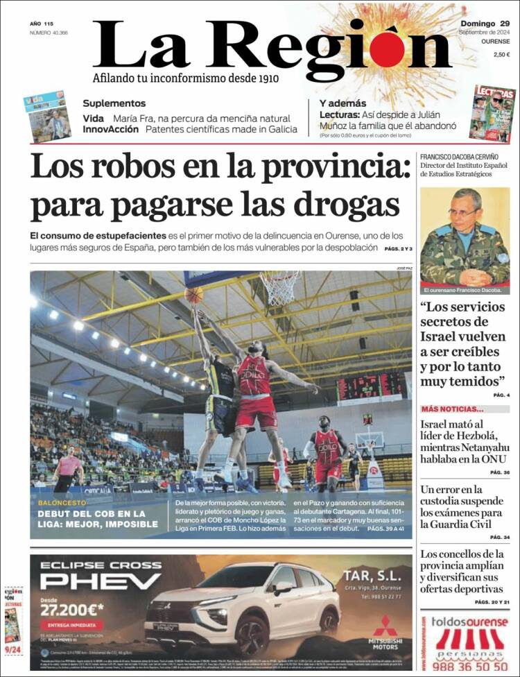 Portada de La Región de Ourense (España)