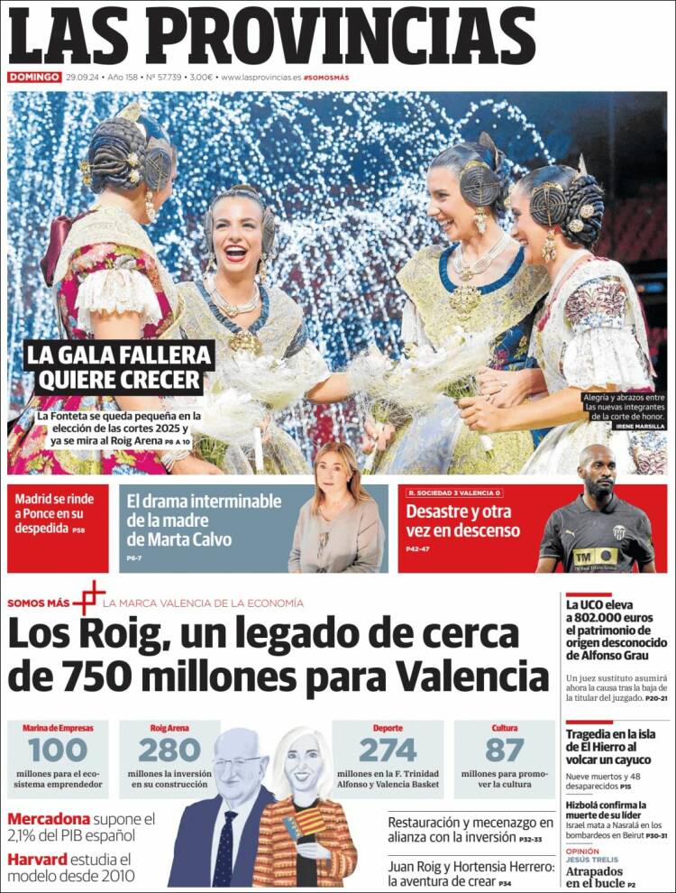Portada de Las Provincias (España)