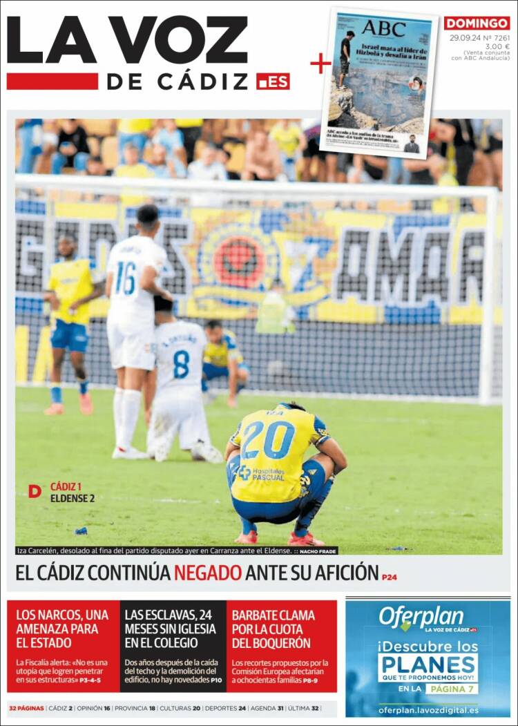 Portada de La Voz de Cádiz (España)