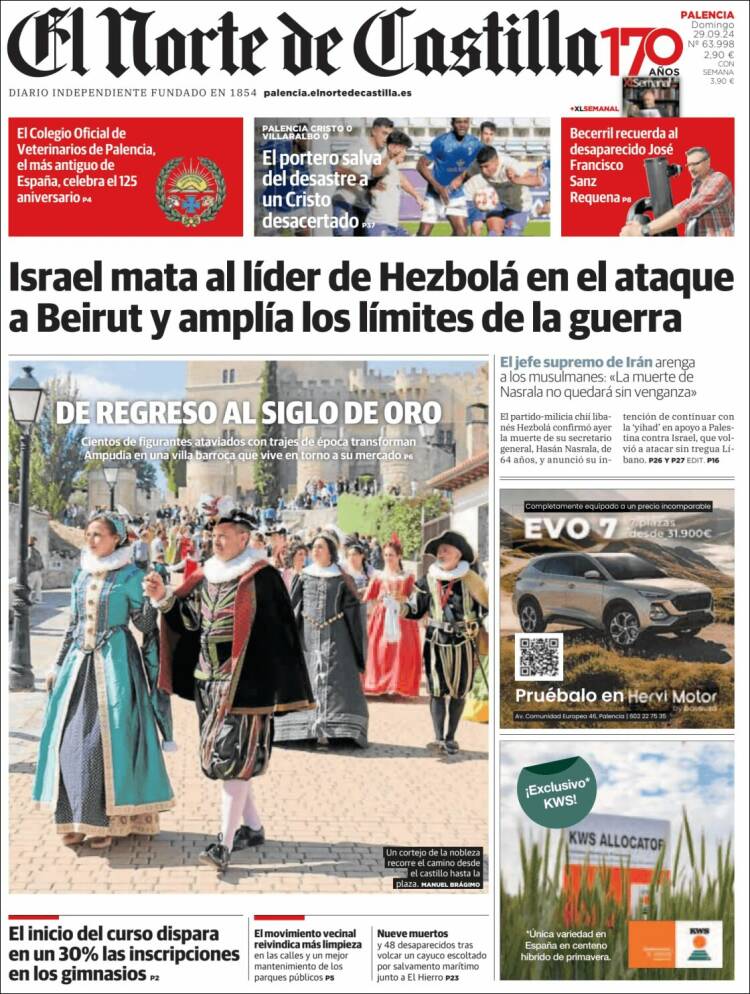 Portada de Norte de Castilla - Palencia (España)