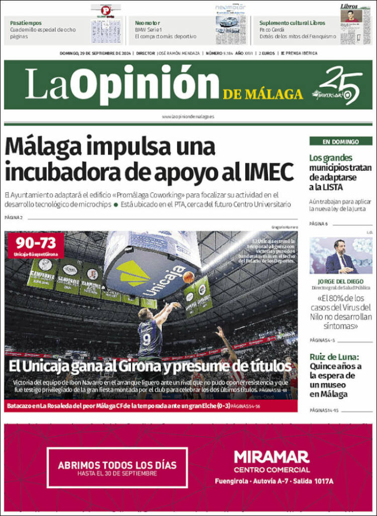 Portada de La Opinión de Málaga (España)