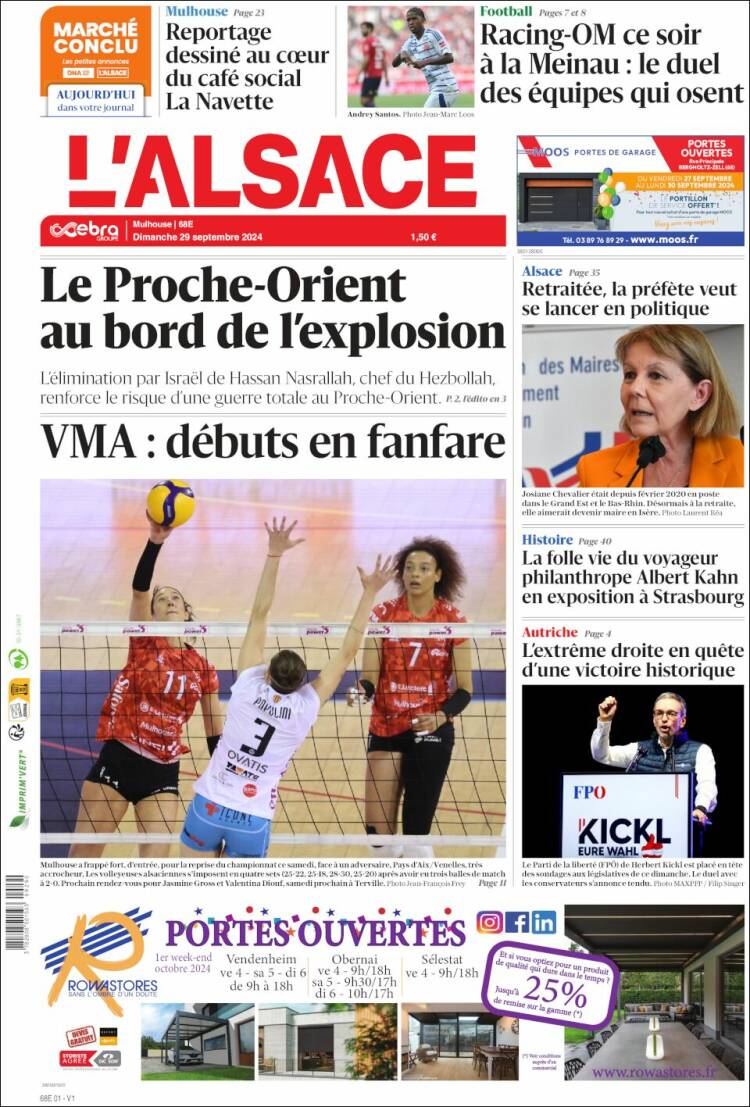 Portada de Journal L'Alsace (Francia)