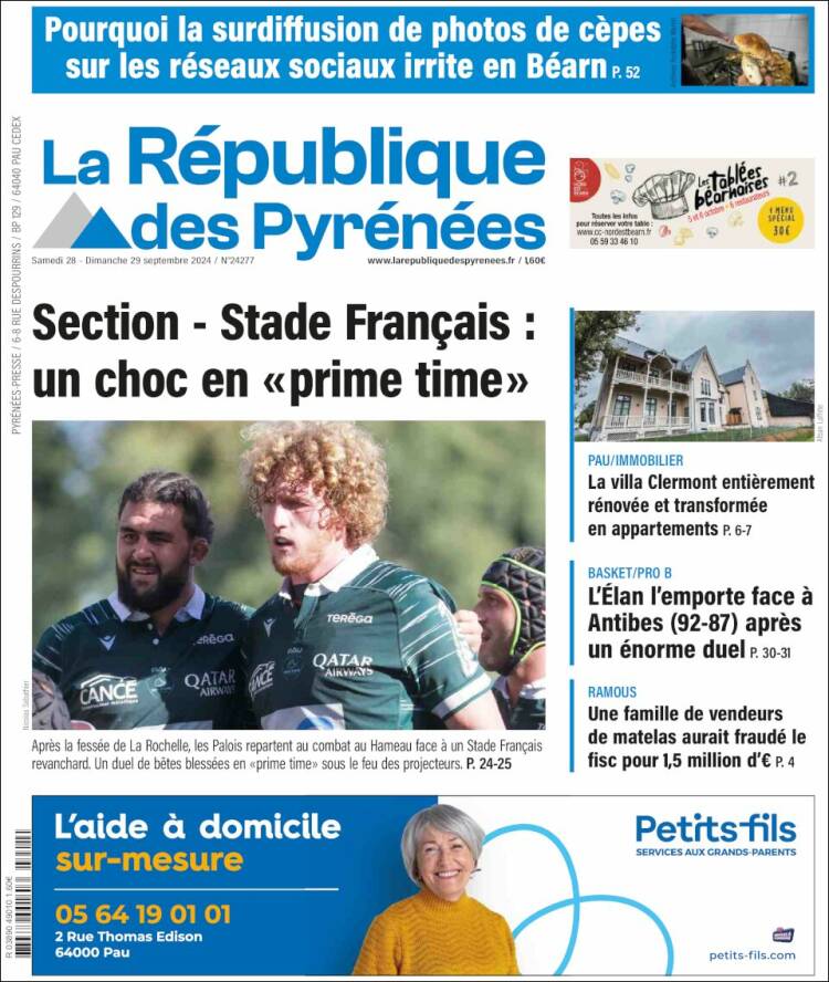 Portada de La République des Pyrénées (Francia)
