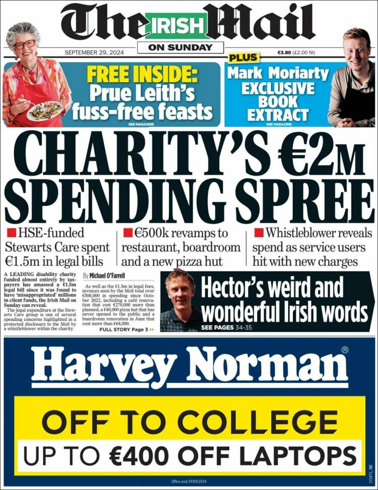 Portada de Irish Daily Mail (Irlanda)