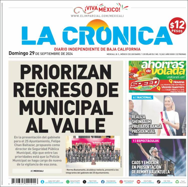 Portada de La Crónica de Baja California (México)