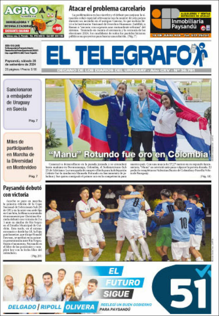Portada de El Telégrafo (Uruguay)