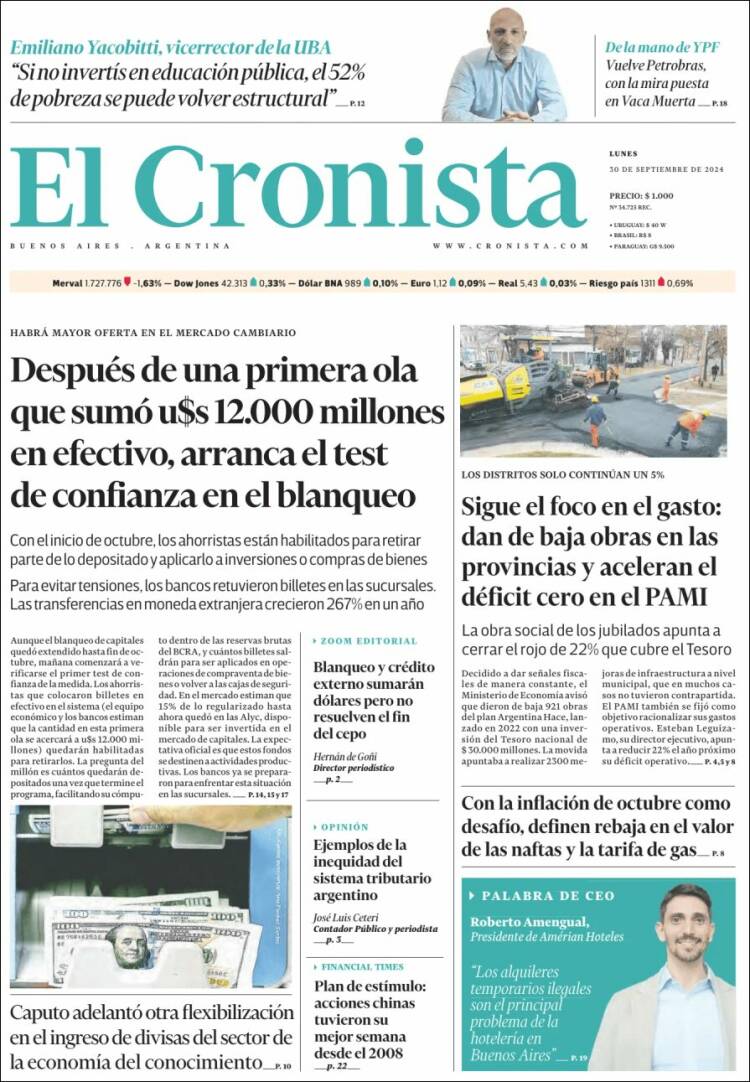 Portada de El Cronista Comercial (Argentina)