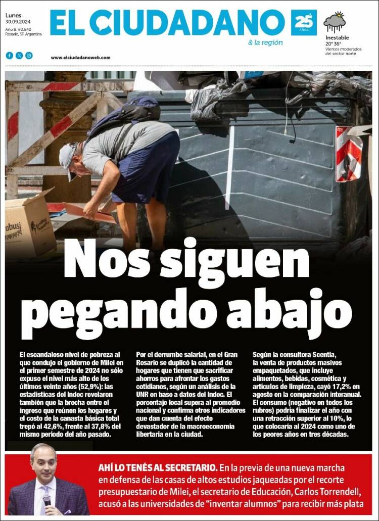 Portada de Diario El Ciudadano (Argentina)