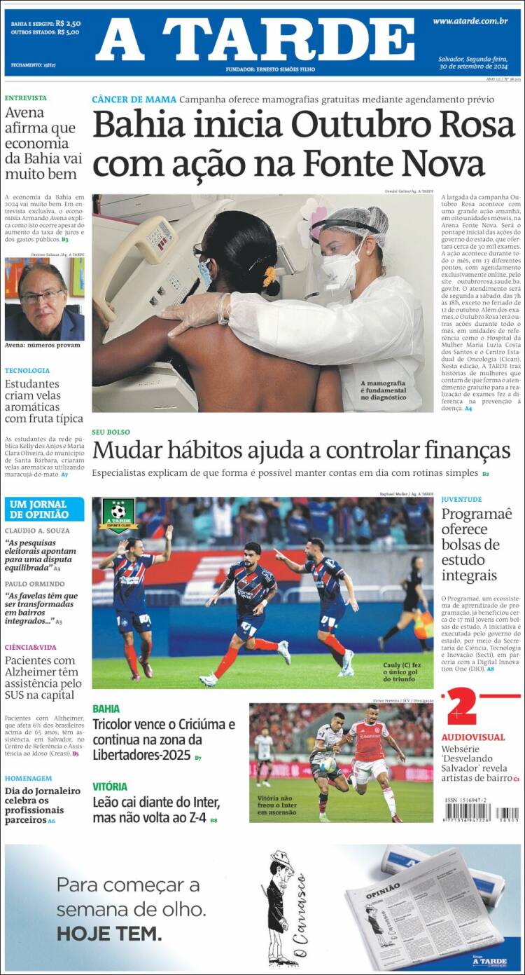 Portada de Diário A Tarde (Brasil)