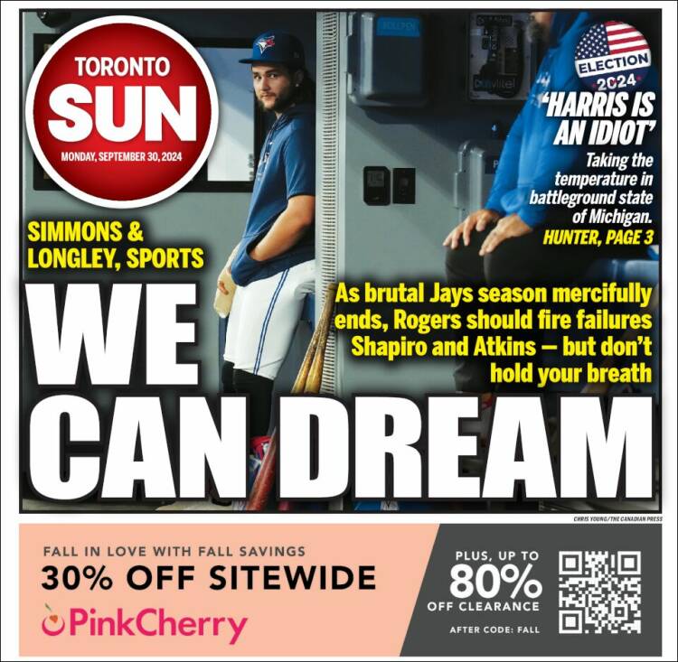 Portada de The Toronto Sun (Canadá)