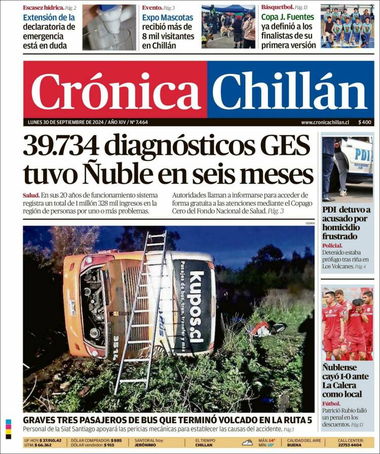 Portada de Crónica Chillán (Chile)