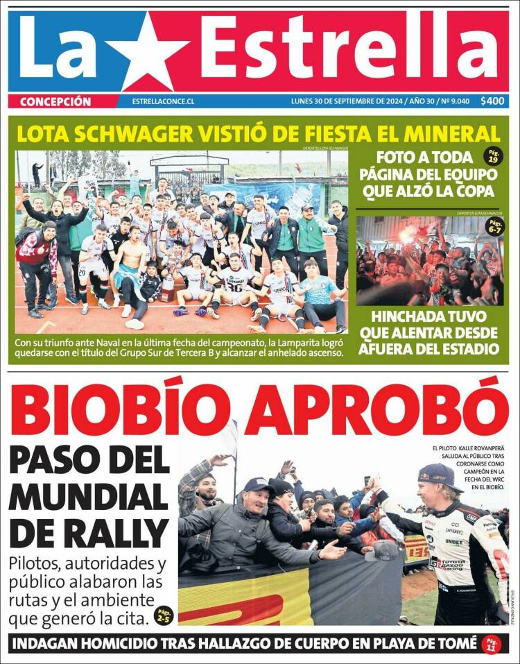 Portada de La Estrella de Concepción (Chile)