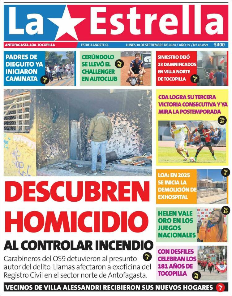 Portada de La Estrella de Loa (Chile)