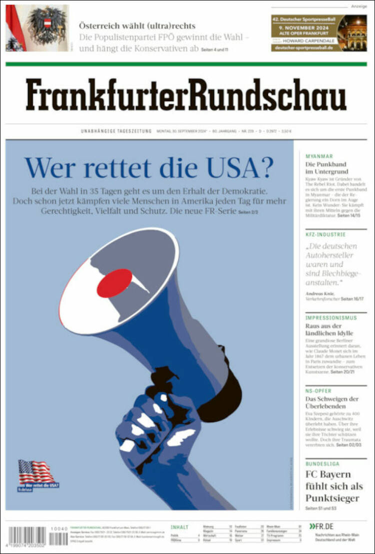 Portada de Frankfurter Rundschau (Alemania)