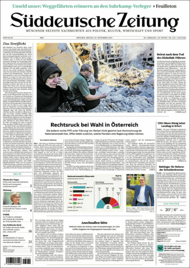 Portada de Sueddeutsche (Alemania)