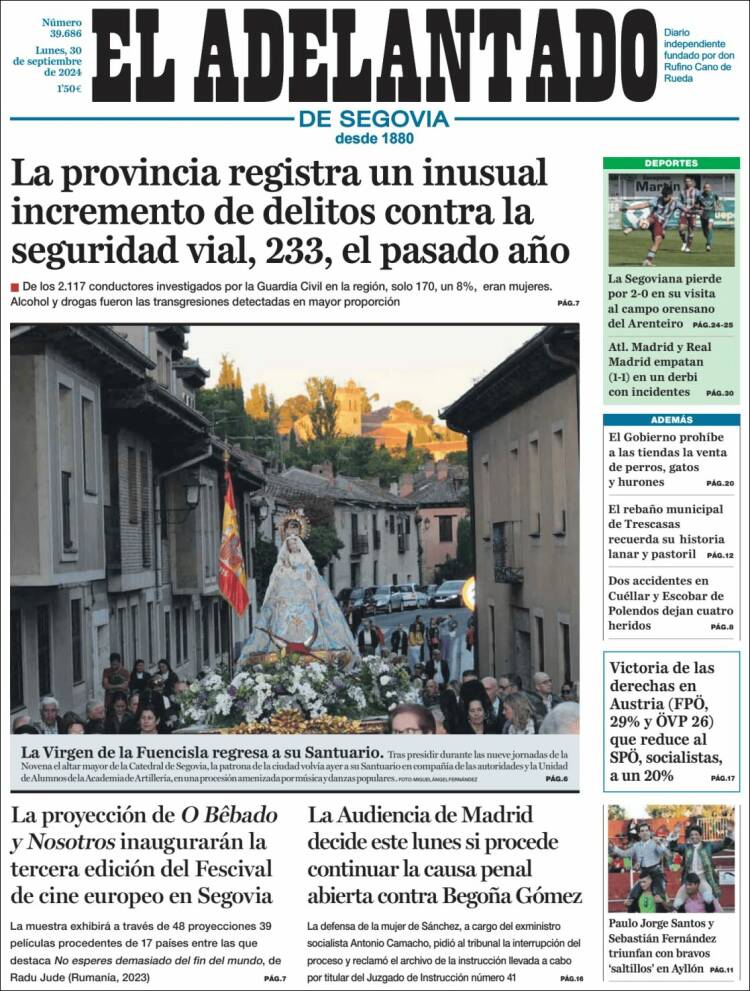 Portada de El Adelantado de Segovia (España)
