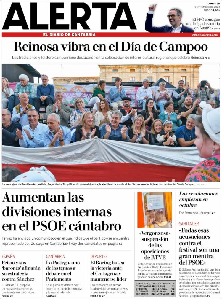 Portada de Alerta - El Diario de Cantabria (España)