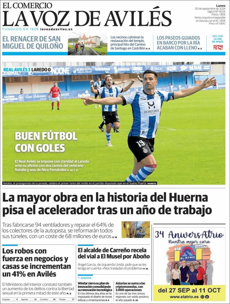 Portada de El Comercio - Avilés (España)
