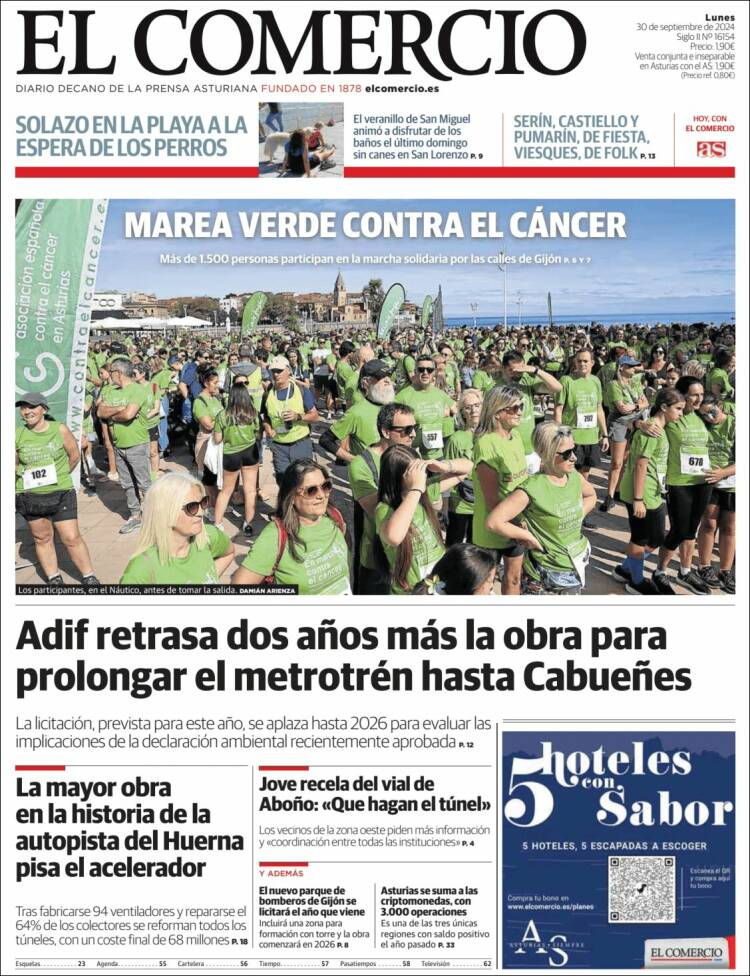 Portada de El Comercio - Gijón (España)