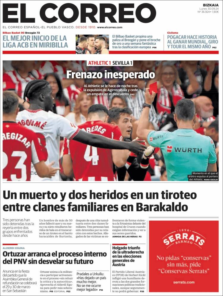 Portada de El Correo (España)