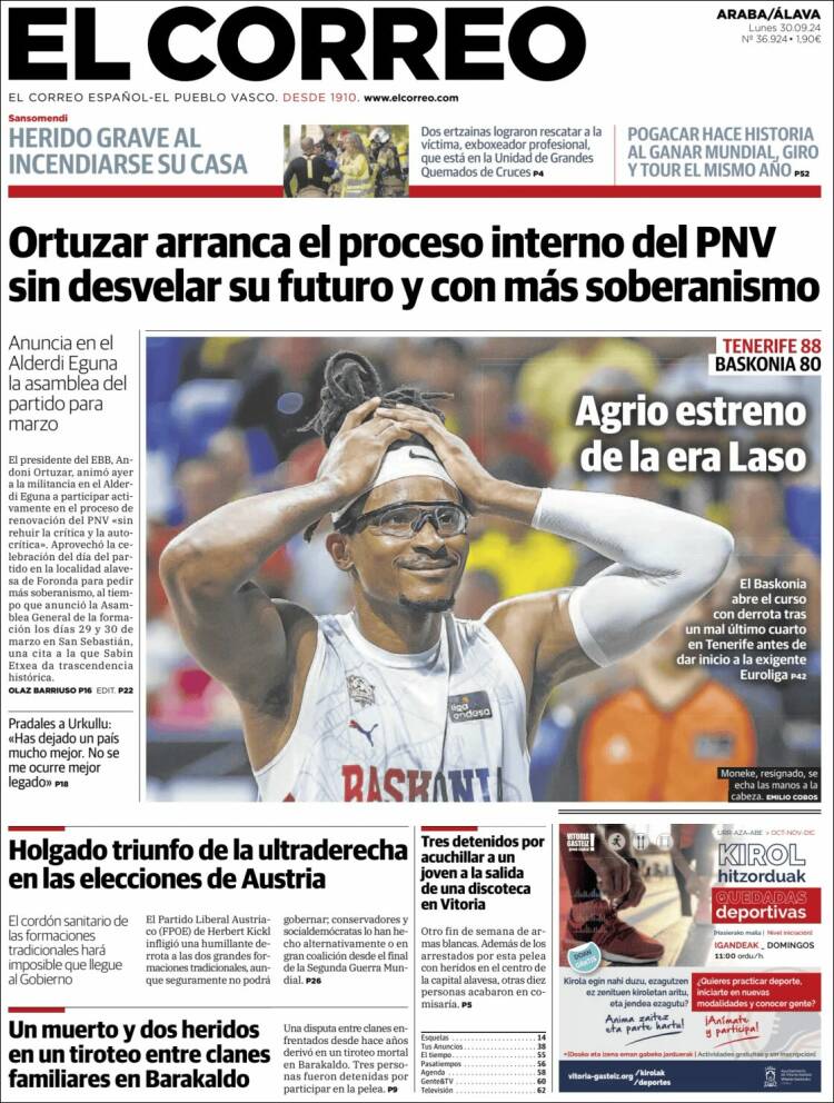Portada de El Correo - Álava (España)