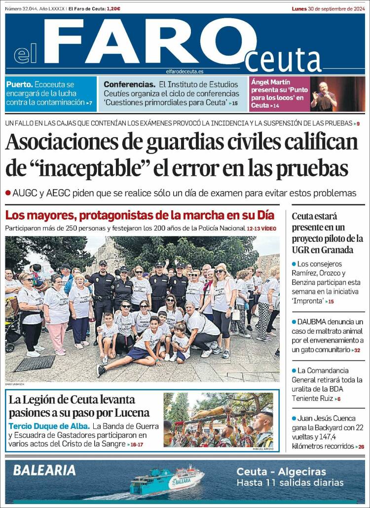 Portada de El Faro de Ceuta (España)