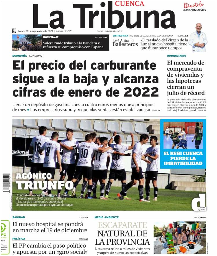 Portada de La Tribuna de Cuenca (España)