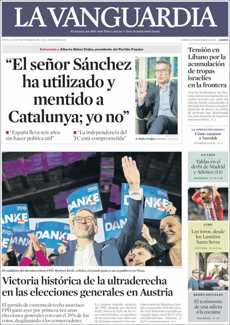 Portada de La Vanguardia (España)