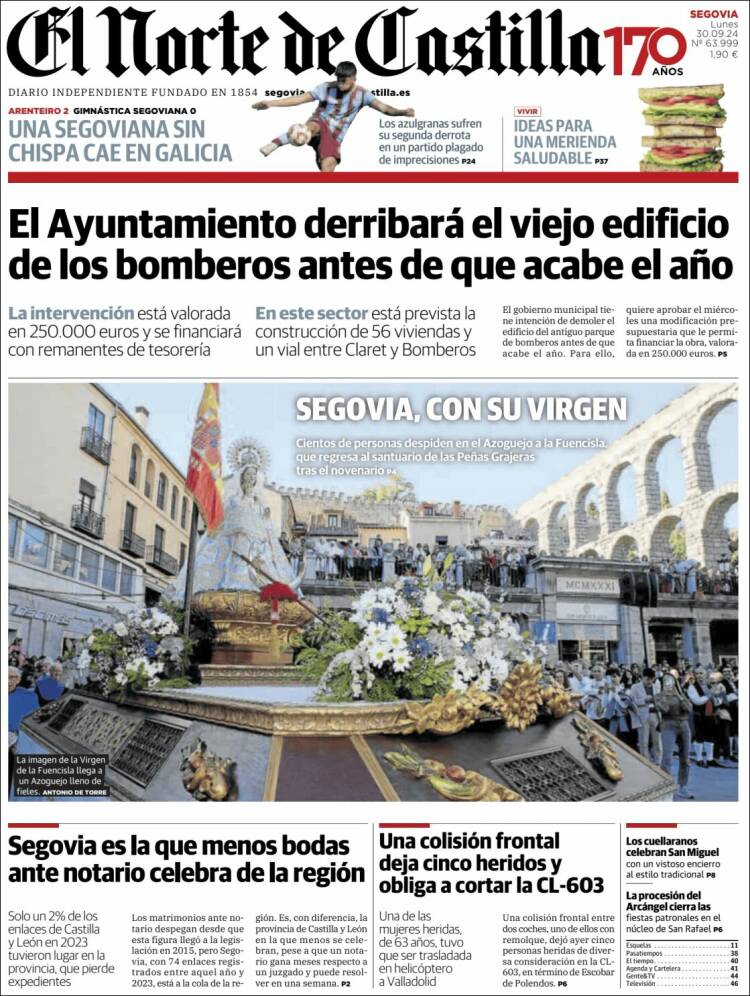 Portada de Norte de Castilla - Segovia (España)