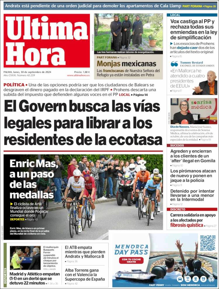 Portada de Última Hora (España)
