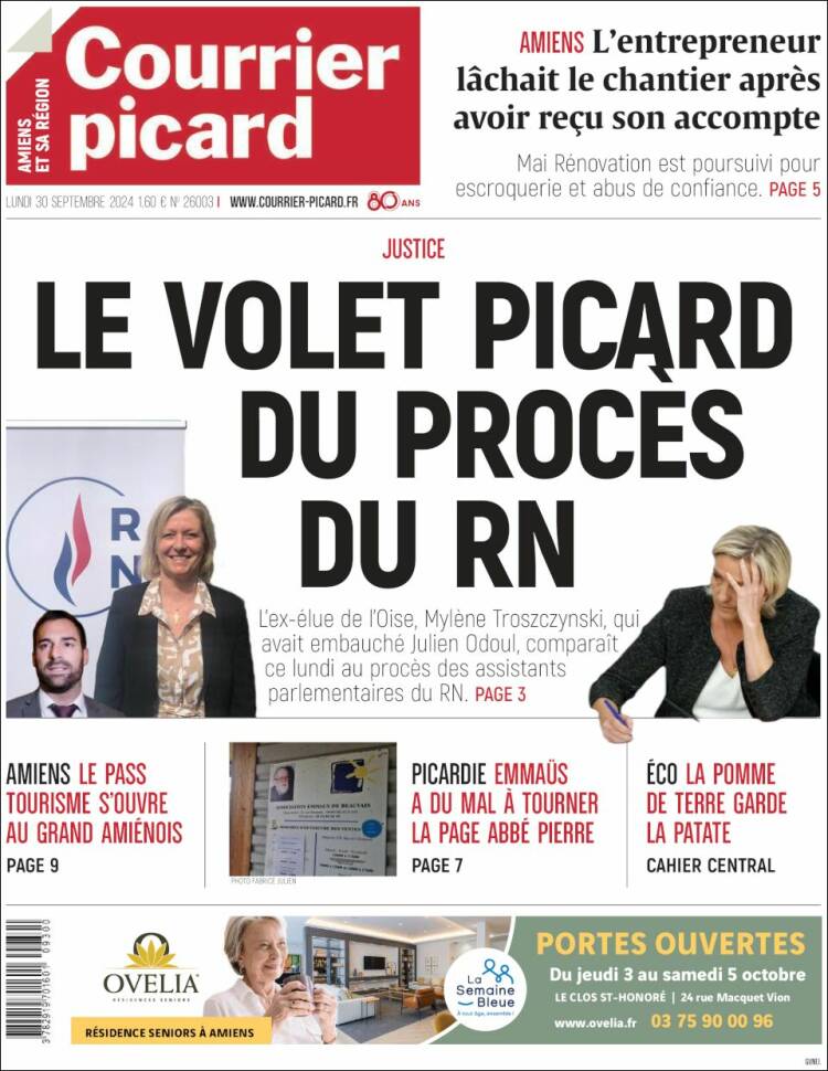 Portada de Courrier Picard (Francia)