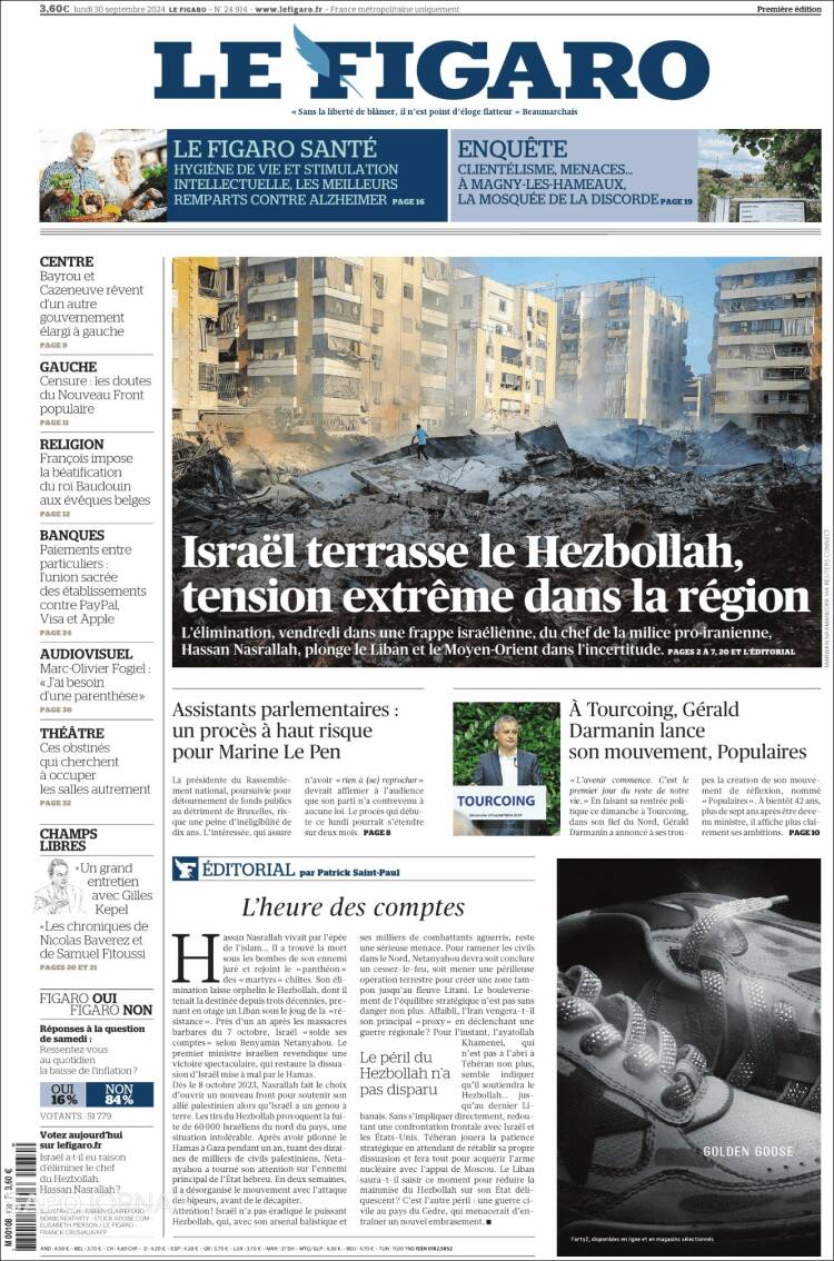 Portada de Le Figaro (Francia)