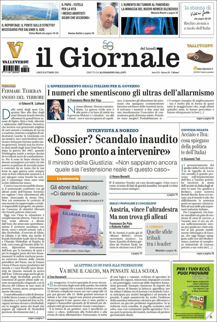 Portada de il Giornale (Italia)