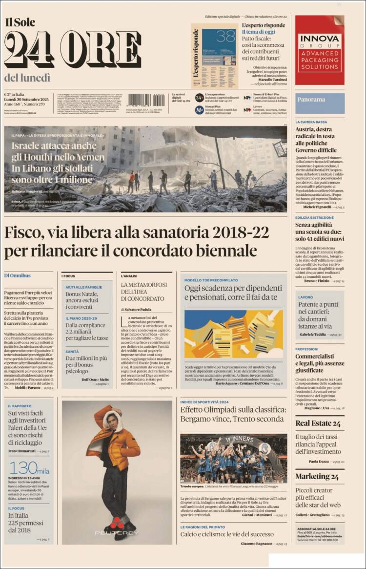 Portada de Il Sole 24 ORE (Italia)