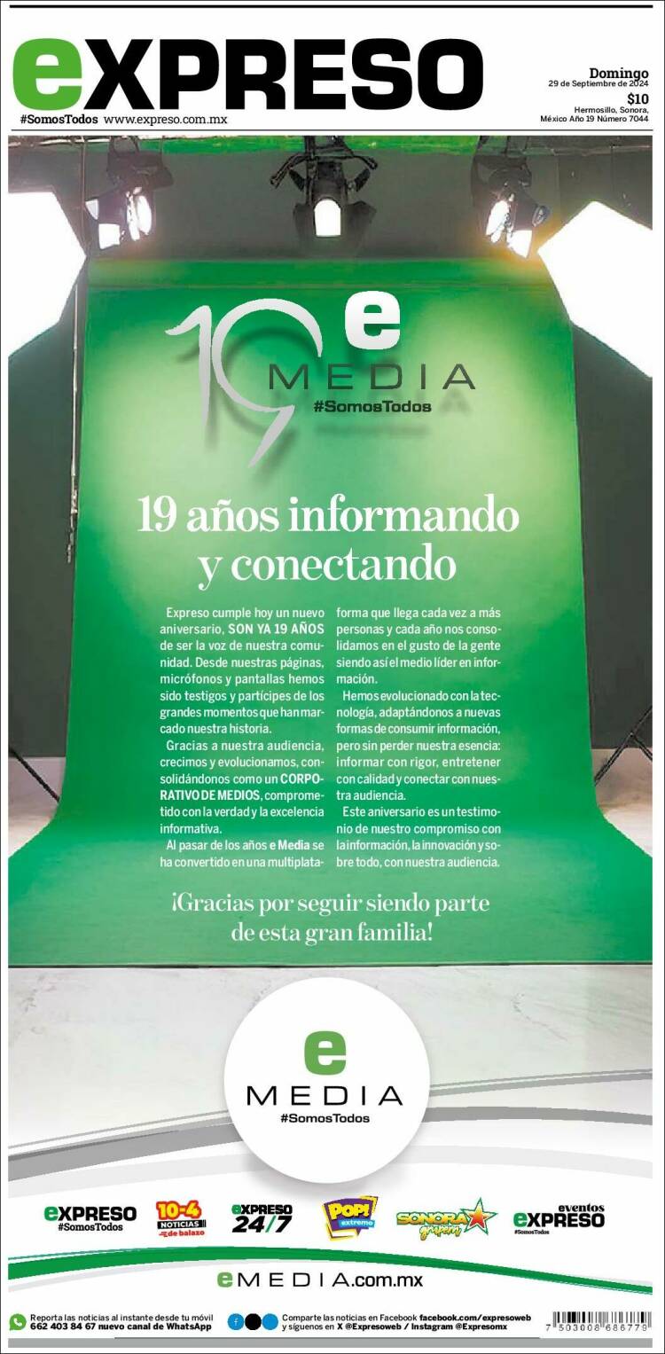 Portada de Expreso (M&eacute;xico)